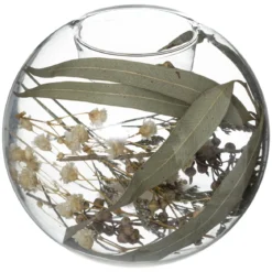 PHOTOPHORE VERRE FLEURS SECHEES FOLK H.10CM