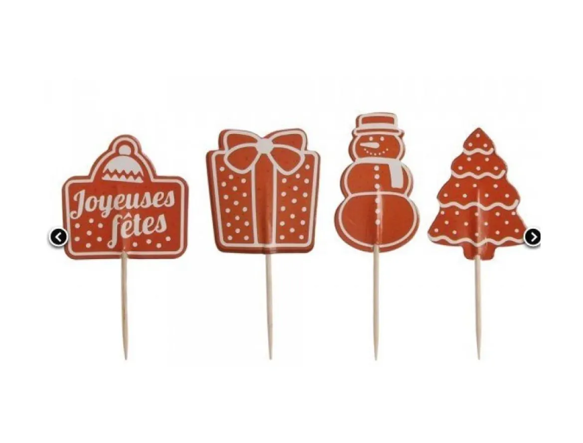 PIQUE BUCHE EN PAPIER NOEL X24 PIECES