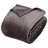 PLAID FLANELLE UNI GRIS FONCE 240X260CM