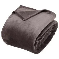 PLAID FLANELLE UNI GRIS FONCE 240X260CM