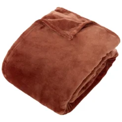 PLAID FLANELLE UNI TERRACOTTA 240X260CM