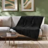 PLAID FLANELLE UNIE FLANOU NOIR 125X150CM