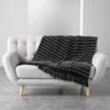 PLAID FRANGES 125X150CM COTON TISSE CAYENNE NOIR