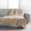 PLAID FRANGES 125X150CM IMPRIME METALLISE SULTAN OR