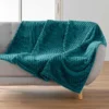 PLAID 125X150CM FLANELLE RELIEF UNIE MINI FROSTY BLEU