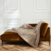 PLAID 125X150CM IMITATION FOURRURE POLAIRE BOUDOIR SABLE