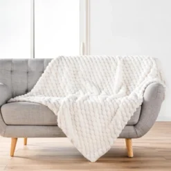PLAID 220X240CM IMITATION FOURRURE SHERPA FROSTY