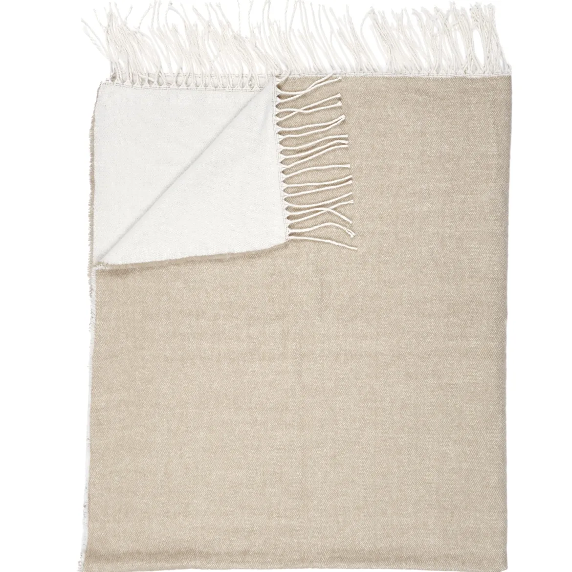 PLAIDS FRANGES EFFET LAINE BEIGE