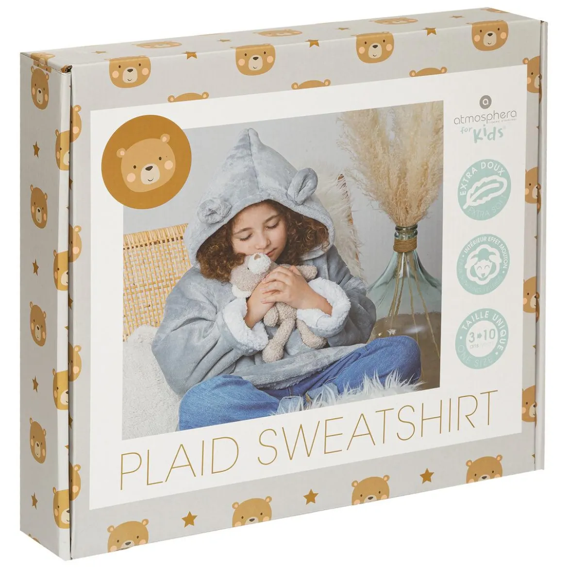 PLAID SWEAT CAPUCHE OURS