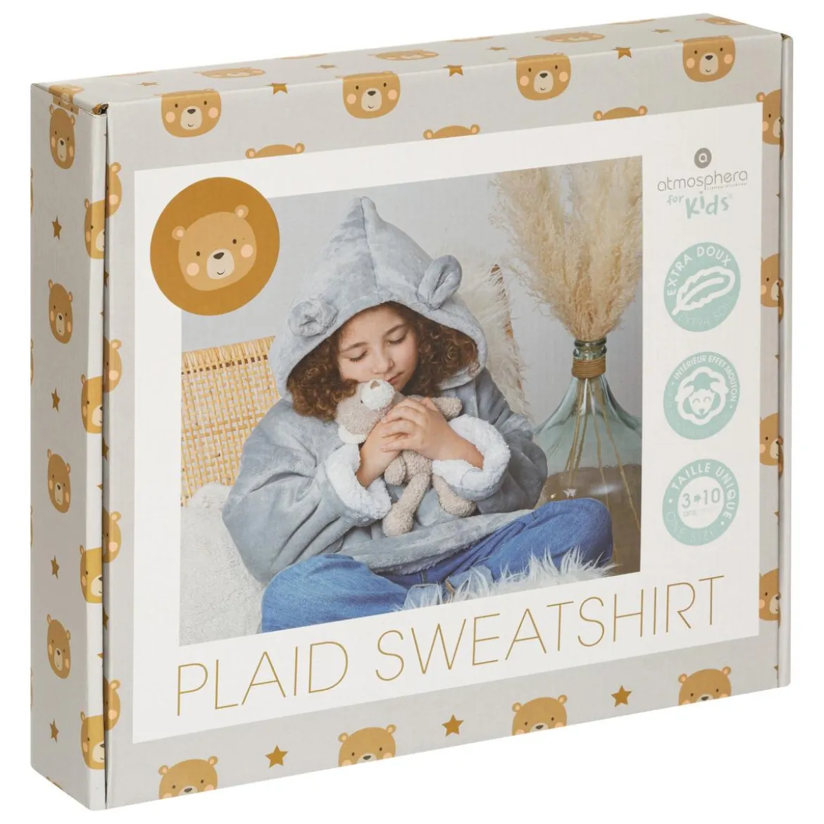 PLAID SWEAT CAPUCHE OURS