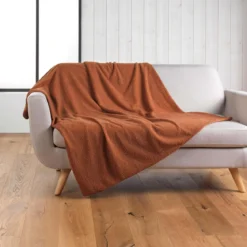 PLAID 125X150CM BOUCLETTE UNIE WOOLY TERRACOTTA