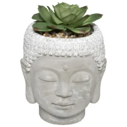 PLANTE GRASSE BOUDDHA CIMENT VIA H.13CM
