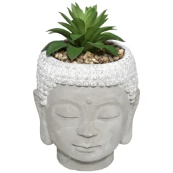 PLANTE GRASSE BOUDDHA CIMENT VIA H.13CM