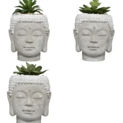 PLANTE GRASSE BOUDDHA CIMENT VIA H.13CM