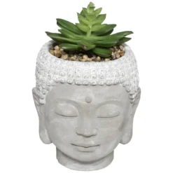 PLANTE GRASSE BOUDDHA CIMENT VIA H.13CM