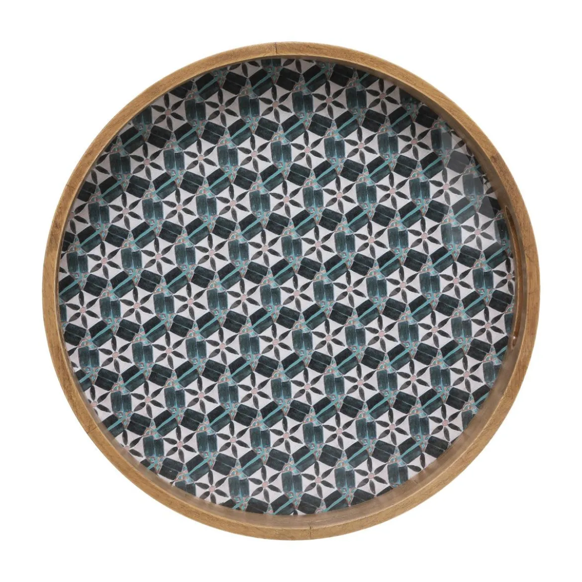 PLATEAU BOIS ALICANTE MULTICOLORE D.34.5X6CM