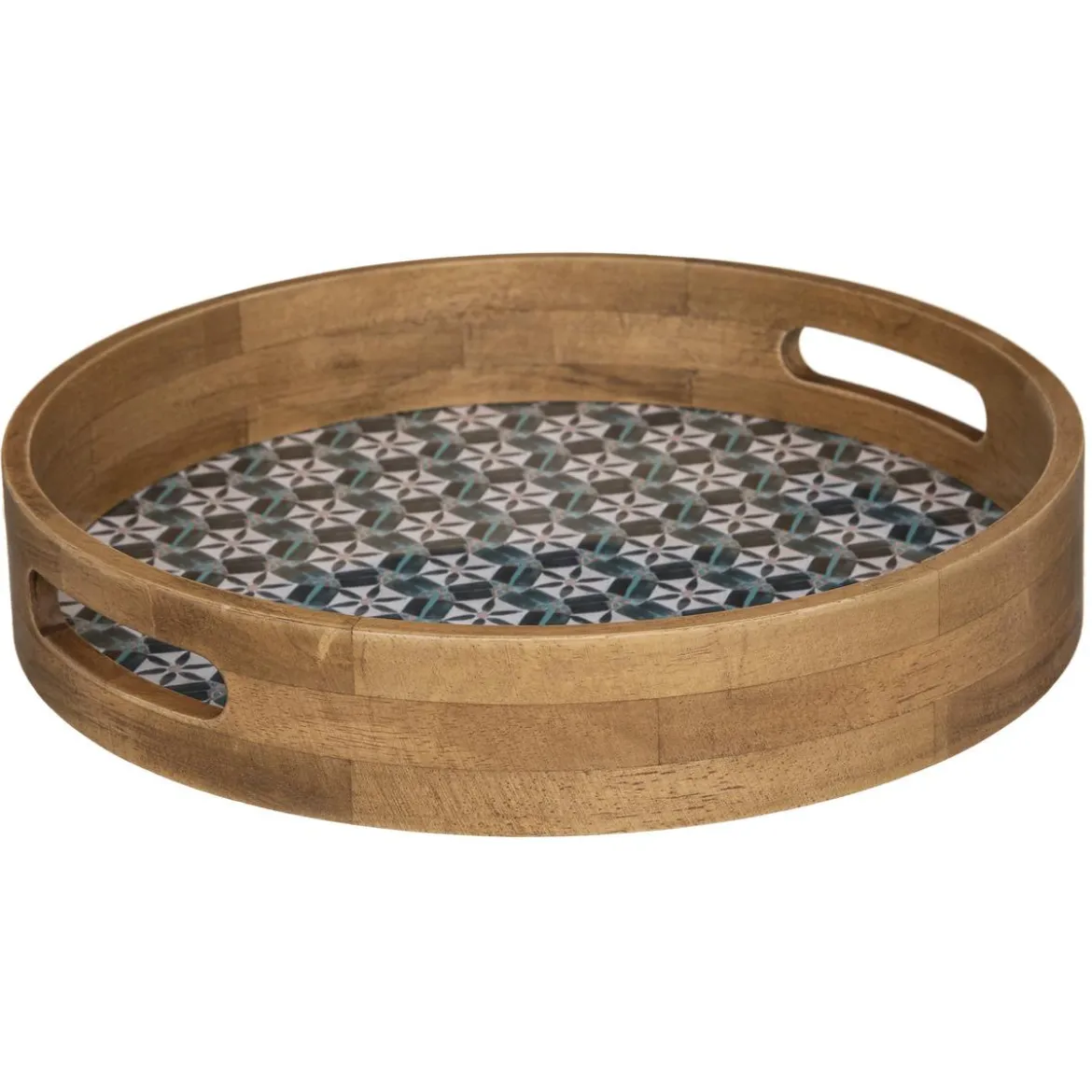 PLATEAU BOIS ALICANTE MULTICOLORE D.24.5X4CM