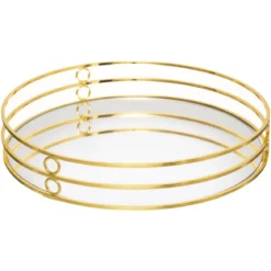 PLATEAU DORE MIROIR FEEL D.30X3.5CM
