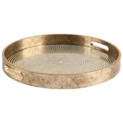 PLATEAU ELYA VERRE RESINE OR D.31.7X4CM