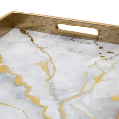 PLATEAU RECTANGLE CALVI EFFET MARBRE BLANC D.44.7X31.6CM