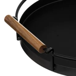 PLATEAU ROND KORD METAL AVEC POIGNEES ACACIA D.36CM