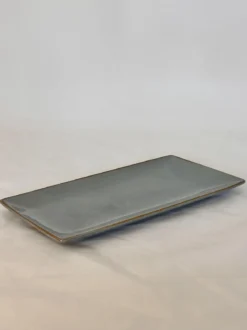 PLAT GRIS PORCELAINE EMAIL REACTIF D.25.5X13CM