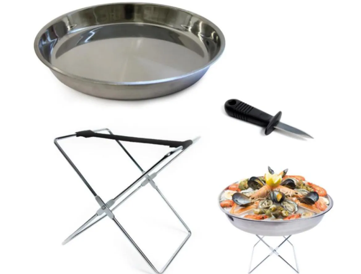 PLAT PRESENTATION COQUILLAGE INOX 34CM