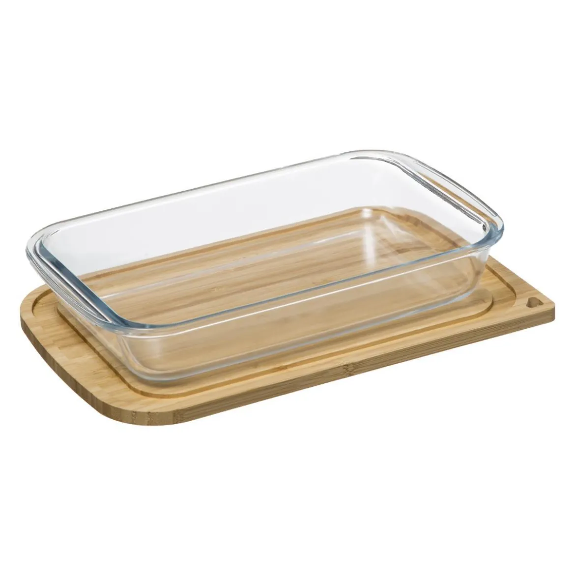 PLAT RECTANGLE VERRE COUVERCLE BAMBOU 29X18CM