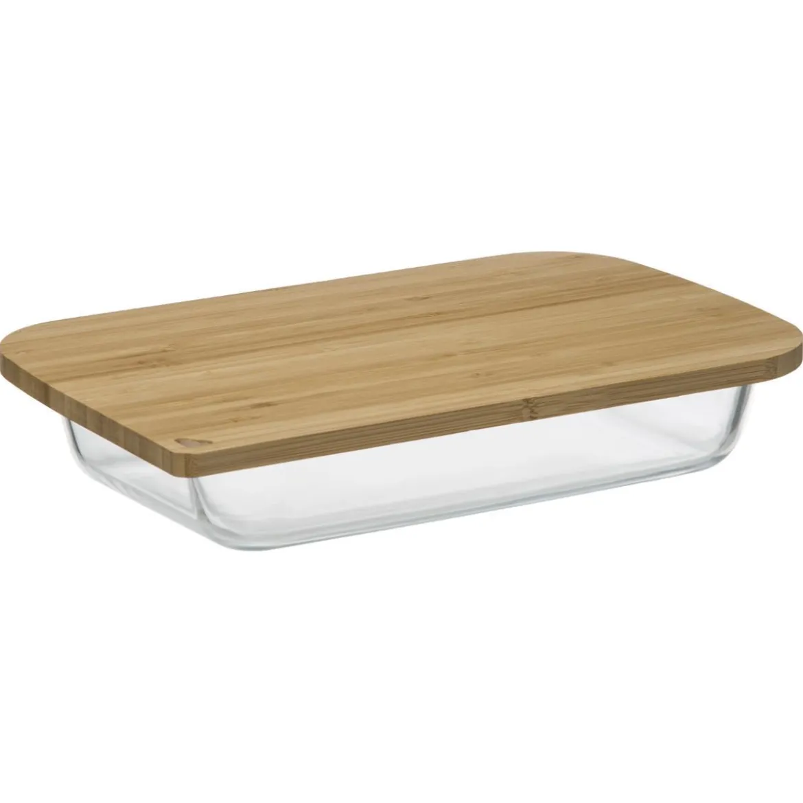 PLAT RECTANGLE VERRE COUVERCLE BAMBOU 29X18CM