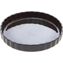 PLAT TARTE CERAMIQUE GRIS 28CM