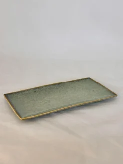 PLAT VERT PORCELAINE EMAIL REACTIF D.25.5X13CM