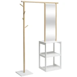PORTANT A VETEMENTS BAMBOU BLANC