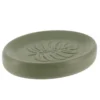 PORTE SAVON GRES DECOR FEUILLE KAKI