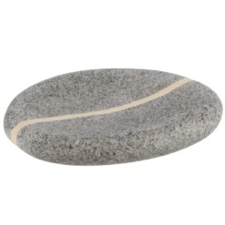 PORTE SAVON OVALE POLYRESINE EFFET PIERRE GRIS