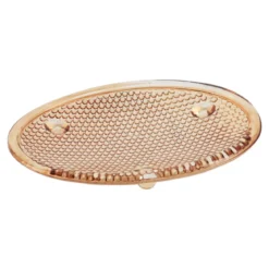 PORTE SAVON OVALE VERRE MOTIFS POINTS FUMEE