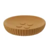 PORTE SAVON POLYRESINE ROND STRIEE MOUTARDE