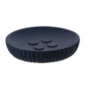 PORTE SAVON POLYRESINE ROND STRIEE BLEU MARINE