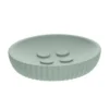 PORTE SAVON POLYRESINE ROND STRIEE VERT EUCALYPTUS