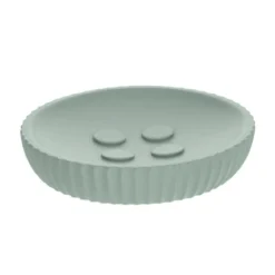 PORTE SAVON POLYRESINE ROND STRIEE VERT EUCALYPTUS