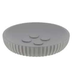 PORTE SAVON POLYRESINE ROND STRIEE GRIS