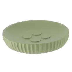 PORTE SAVON POLYRESINE ROND STRIEE KAKI