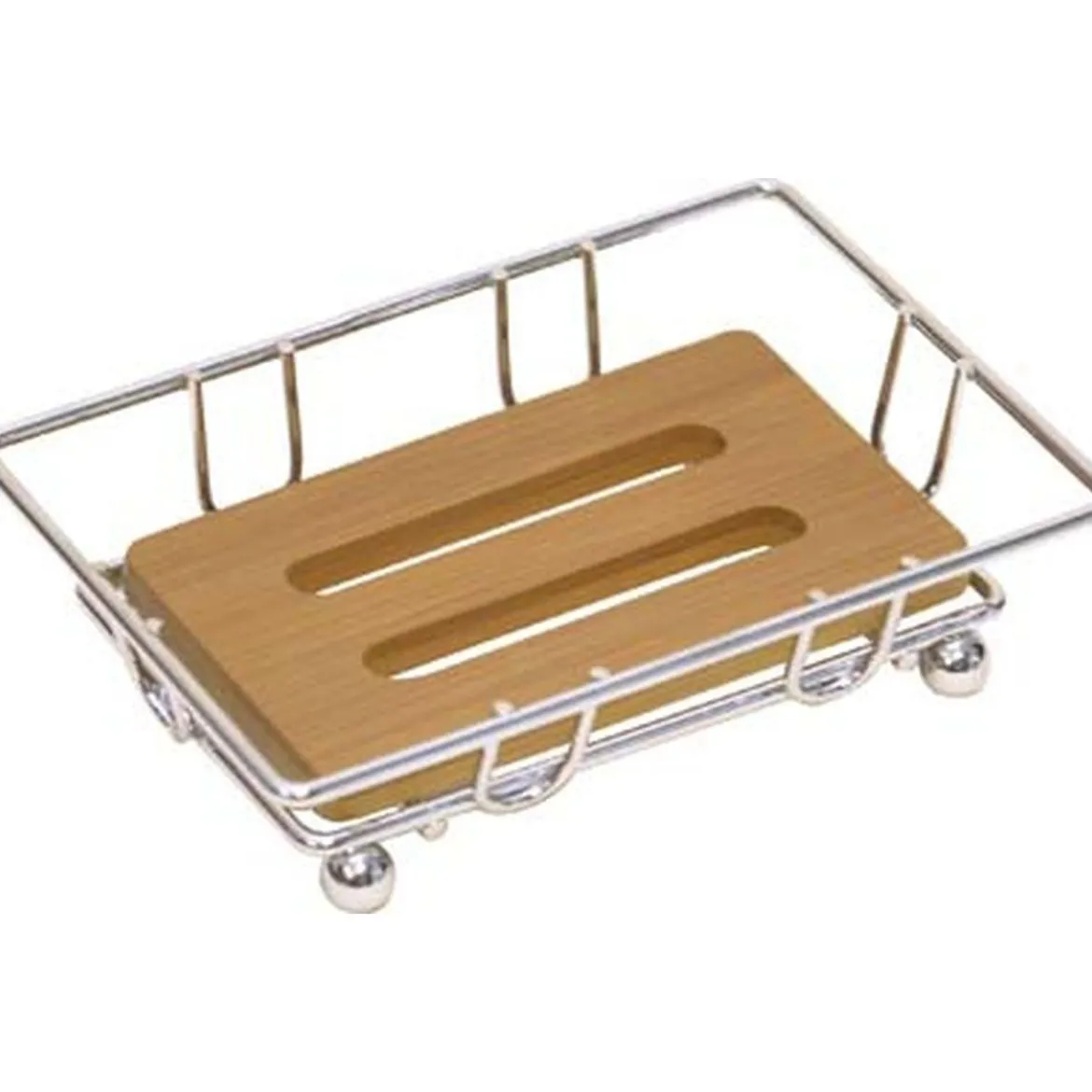 PORTE SAVON STRUCTURE METAL BASE EN BAMBOU CHROME BAMB
