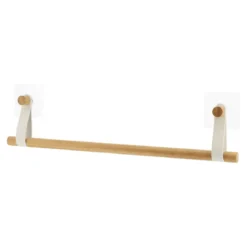 PORTE SERVIETTES 1 BARRE AVEC LANIERES BLANC BAMBOU