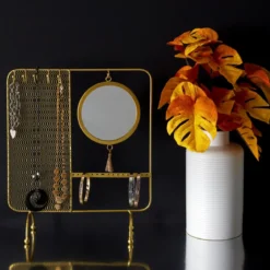 PORTE BIJOUX MIROIR FILAIRE METAL 35.5X30X10CM