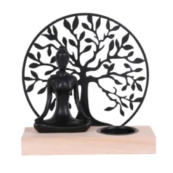 PORTE BOUGIE ZEN BOUDDHA ARBRE VIE 15X16CM