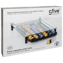 PORTE CAPSULES TIROIR 60 CAPSULES ESPRESSO METAL VERRE