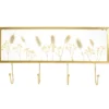 PORTE MANTEAUX MURAL METAL DORE FLEURS SECHEES