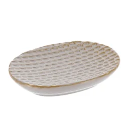 PORTE SAVON GRES LAQUE FACON ECAILLE BEIGE