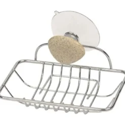 PORTE SAVON METAL 1  VENTOUSE   1 DECO   GALET GRIS