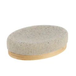 PORTE SAVON OVALE EFFET MAILLE ET BAMBOU NATUREL